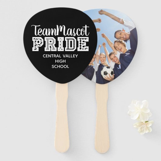Black School Pride Mascot Name Hand Fan Fächer (Vorne und Hinten)