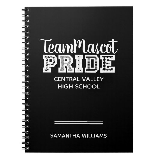Black School Pride Mascot Name Notebook Notizblock (Vorderseite)