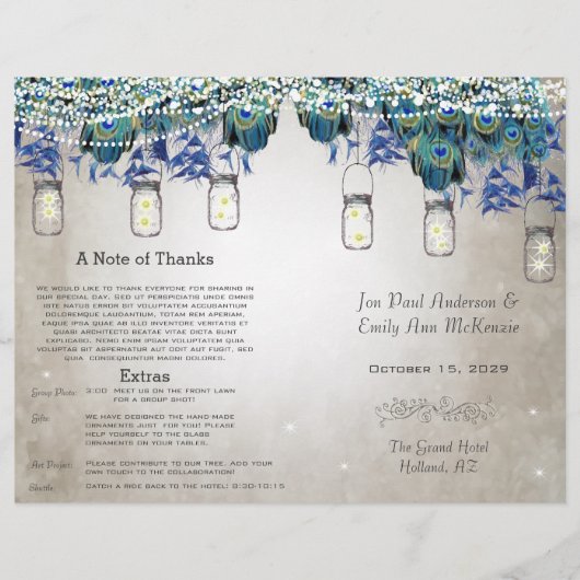 Black Schriftart Mason Jar Peacock Programm (Vorderseite)