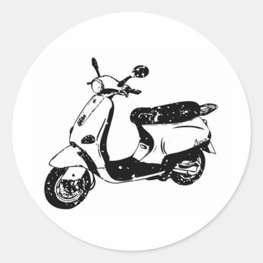Black Scooter Runder Aufkleber (Vorderseite)