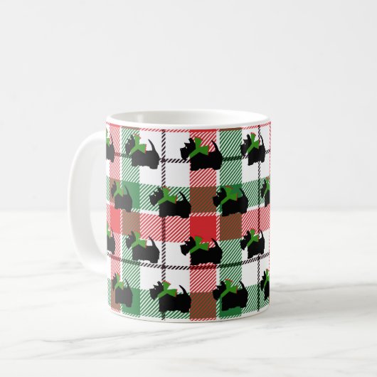 Black Scott Karierter Weihnachtsfeiertag Kaffeetasse (Vorderseite Links)