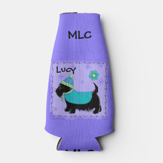 Black Scottie Dog Name Personalize Monogram Flaschenkühler (Vorderseite)