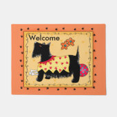Black Scottie Dog Red Orange Willkommen Custom Fußmatte (Vorderseite)