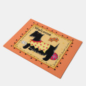 Black Scottie Dog Red Orange Willkommen Custom Fußmatte (Schrägansicht)