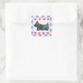 Black Scottie Dog Red White Blue Patriotic Quadratischer Aufkleber (Tasche)