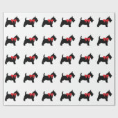 Black Scottie mit Red Bow Wrapping Paper Geschenkpapier (Flach)