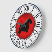 Black Scottie on Heart, Cracked Paint Große Wanduhr (Winkel)