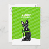 Black Scottie Scarf Weihnachtsgrün Feiertagspostkarte (Vorne/Hinten)