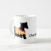 Black Scottie Terrier Dog Gelber Name Personalisie Kaffeetasse (Vorderseite Links)