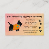 Black Scottie Terrier Dog Grooming Yellow Visitenkarte (Rückseite)