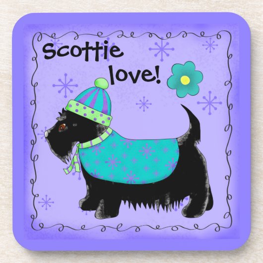 Black Scottie Terrier Dog Liebe Personalisiert Lil Untersetzer (Vorderseite)