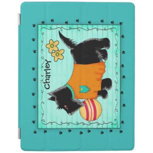 Black Scottie Terrier Dog Name Personalisiert Aqua iPad Hülle