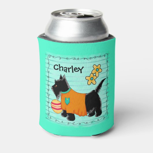Black Scottie Terrier Dog Name Personalisiert Dosenkühler (Kanne Rückseite)