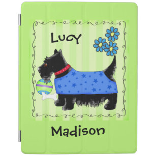 Black Scottie Terrier Dog Name Personalisiert Gree iPad Hülle