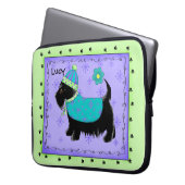 Black Scottie Terrier Dog Name Personalisiert Gree Laptopschutzhülle (Vorderseite Links)