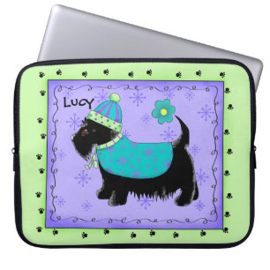 Black Scottie Terrier Dog Name Personalisiert Gree Laptopschutzhülle