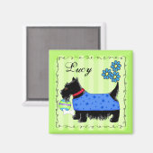 Black Scottie Terrier Dog Name Personalisiert Gree Magnet (Vorderseite/Rückseite)
