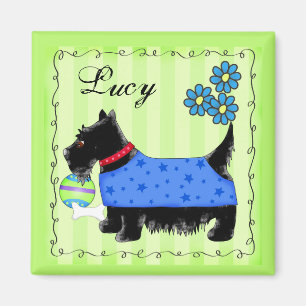 Black Scottie Terrier Dog Name Personalisiert Gree Magnet