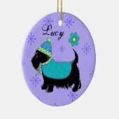 Black Scottie Terrier Dog Name Personalisiert Lila Keramikornament (Rechts)