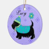 Black Scottie Terrier Dog Name Personalisiert Lila Keramikornament (Links)