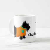 Black Scottie Terrier Dog Orange Name Personalisie Kaffeetasse (Vorderseite Links)