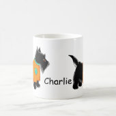 Black Scottie Terrier Dog Orange Name Personalisie Kaffeetasse (Mittel)