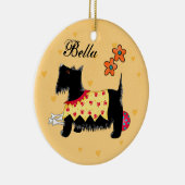 Black Scottie Terrier Dog Personalisiert gelb Keramikornament (Rechts)