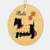Black Scottie Terrier Dog Personalisiert gelb Keramikornament (Links)