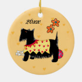 Black Scottie Terrier Dog Personalisiert gelb Keramikornament (Hinten)
