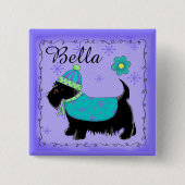 Black Scottie Terrier Dog Personalisiert Name Abze Button (Vorderseite)