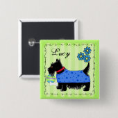 Black Scottie Terrier Dog Personalisiert Name Abze Button (Vorne & Hinten)