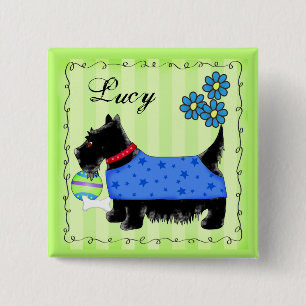Black Scottie Terrier Dog Personalisiert Name Abze Button