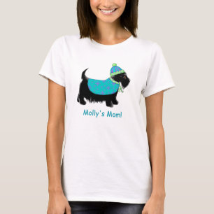 Black Scottie Terrier Dog Türkis Name Custom T-Shirt