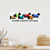 Black Scottie Terrier Dogs Fashion Runway Art Poster (Küche)