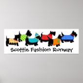 Black Scottie Terrier Dogs Fashion Runway Art Poster (Vorne)