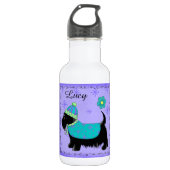 Black Scottie Terrier Name Personalisiert Aquamari Edelstahlflasche (Vorderseite)