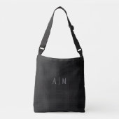 Black Scottish Tartan Custom Initial Monogram Tragetaschen Mit Langen Trägern (Vorderseite)