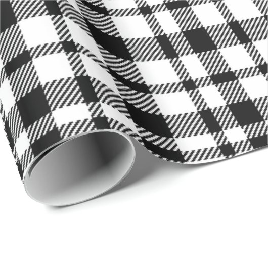 Black Scottish Tartan Kariert Holiday Geschenkpapier (Rolleneckpunkt)