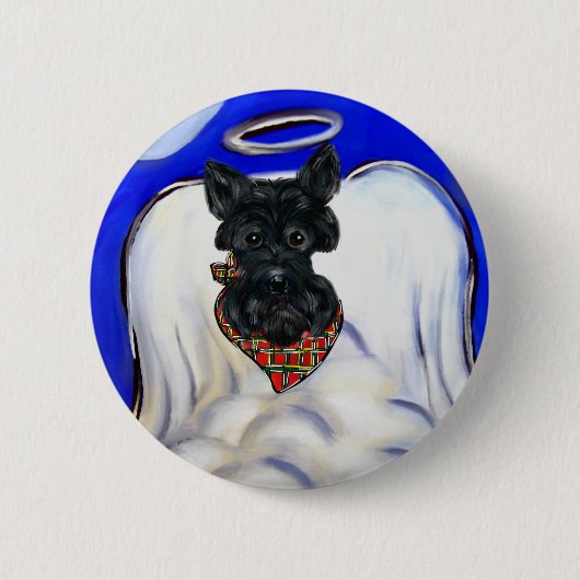 Black Scottish Terrier Angel Button (Vorderseite)