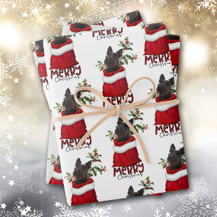 Black Scottish Terrier in Holiday Gift Bag Geschenkpapier Set