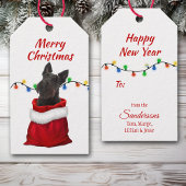 Black Scottish Terrier in Santa Bag Geschenkanhänger