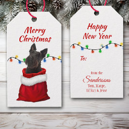 Black Scottish Terrier in Santa Bag Geschenkanhänger