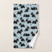 Black Scottish Terrier Paws and Bones Badhandtuch Set (Handtuch)