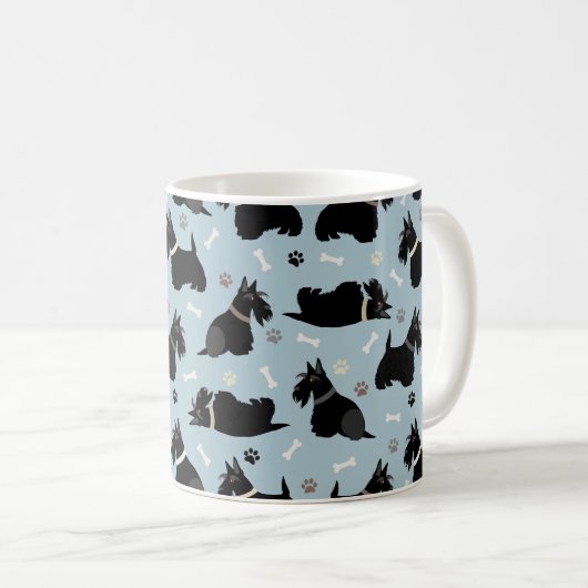 Black Scottish Terrier Paws and Bones Coffee Tasse (VorderseiteRechts)