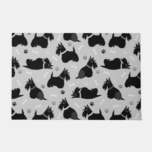 Black Scottish Terrier Paws and Bones Doormat Fußmatte (Vorderseite)