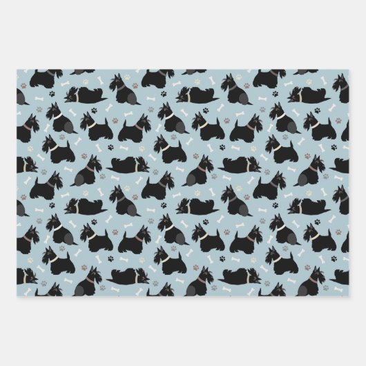 Black Scottish Terrier Paws and Bones Geschenkpapier Set (Vorderseite 2)