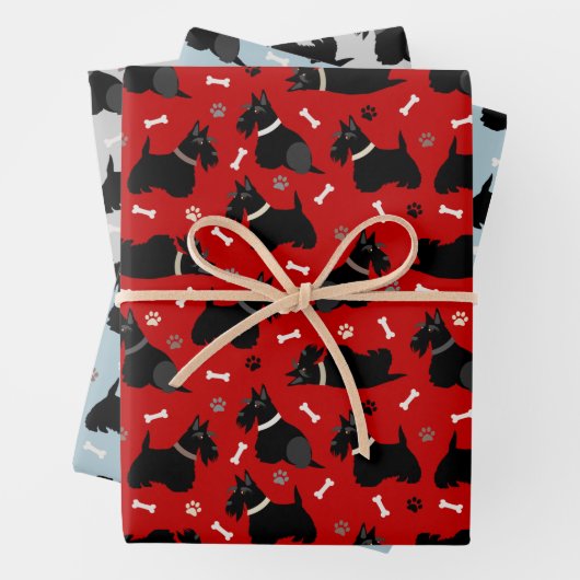 Black Scottish Terrier Paws and Bones Geschenkpapier Set (Beispiel)
