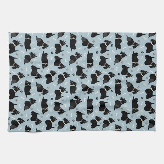 Black Scottish Terrier Paws and Bones Geschirrtuch (Horizontal)