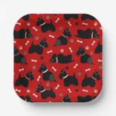 Black Scottish Terrier Paws and Bones Pappteller (Vorderseite)