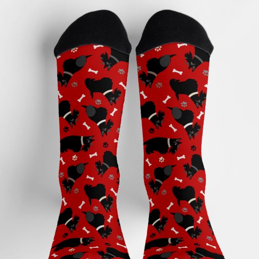 Black Scottish Terrier Paws and Bones Socken (Oben)